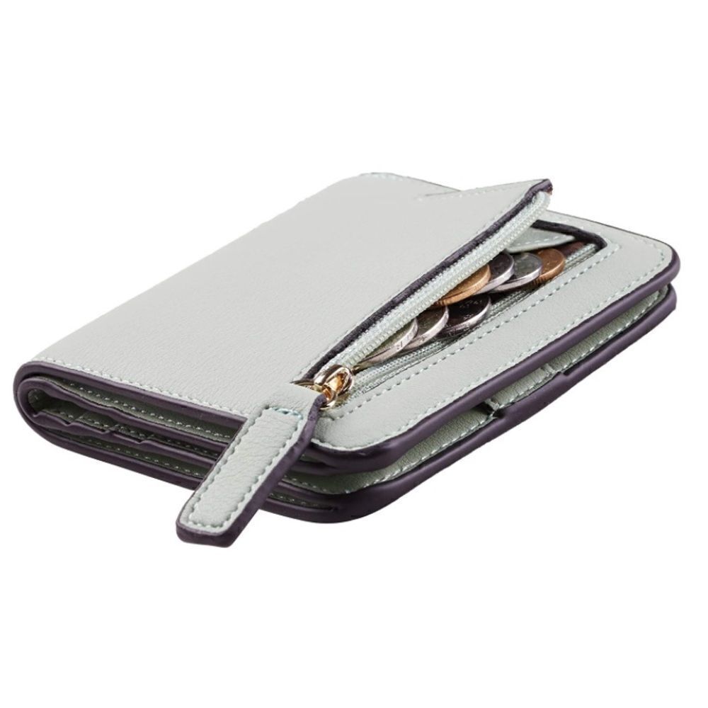 Light Green Leather Compact Wallet - Picture 2 of 5
